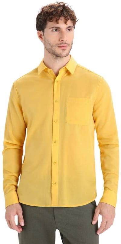 Icebreaker Steveston Merino Long Sleeve Shirt Heren Geel – Merinowollen Outdoor Shirt
