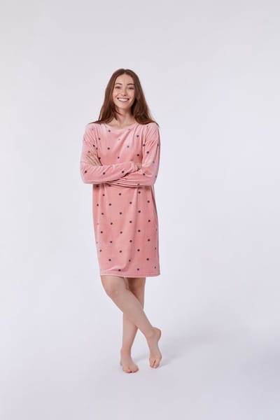 Woody slaapkleed meisjes/dames - roze met sterren all-over print - 212-2-YDE-V/949 - maat S