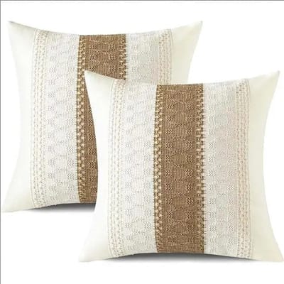 WiseGoods Premium Kussenhoes 40x40CM Boho - Geweven Gestreept - Decoratief - Bank / Woonkamer & Slaapkamer - Hoes Creme / Bruin