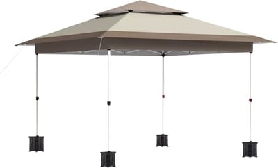 Gazebo Tavien - Pergola - paviljoen - Partytent - Strandtent - Voor Terras, Feest en Achtertuin - 3,6x3,6m - Donker grijs