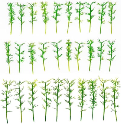 Miniatuur Bamboobomen voor Diorama Projecten, Groene Plastic Bamboobomen voor Landschapsontwerp, 100 Stuks, 2.36'' en 3.15'' Hoog