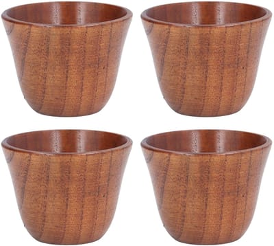 Allecto - Houten bekers - Japanse theekopjes - Hittebestendig en veilig - 75 ml - Herbruikbaar en duurzaam - Geschikt voor koffie, thee en sap - 4 ...