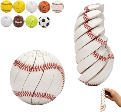 3D Geprinte Fidget Toy Bal - Stressbal Honkbal - Uittrekbare Spiraal Bal voor Stressverlichting - Anti-Stressbal voor Kinderen & Volwassenen - Draaibaar en Wendbaar Sensorisch Bureaugadget - Ideaal voor in de Klas - SOLLBRY®