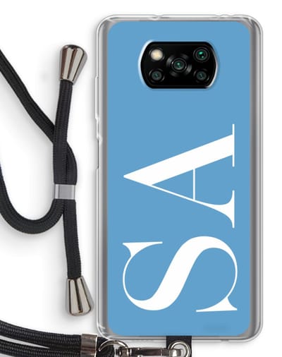 Gepersonaliseerd - Case Company® - Hoesje met koord geschikt voor Poco X3 Pro hoesje met Koord - Monogram N°2 - Telefoonhoesje met Zwart Koord - Bescherming aan alle Kanten en Over de Schermrand