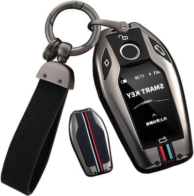 Beschermhoes voor Autosleutel Geschikt voor BMW 5 Serie, 7 Serie, i8, X7 - Metalen Sleutelhanger en Accessoire
