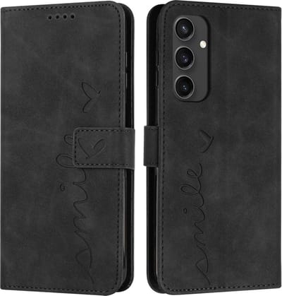 Coverup Hoesje - Geschikt voor Samsung Galaxy S24 FE Hoesje - Coverup Smile Book Case - Zwart