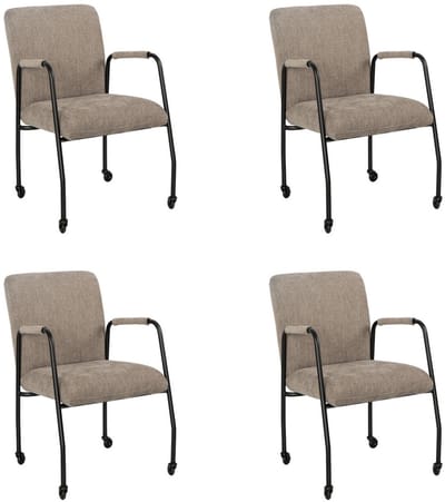 Bronx71® Eetkamerstoelen met wieltjes Mila taupe stof gemêleerd - eetkamerstoelen set van 4 - stoel