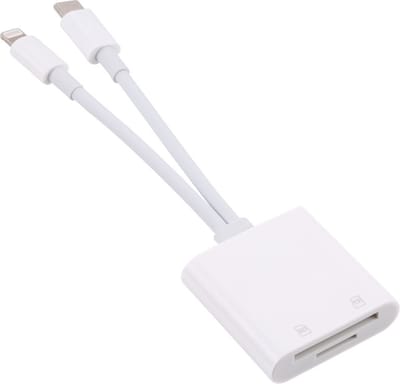 USB-C + 8-Pin kaart lezer kabel - SD en Micro SD - Geheugenkaart lezer - geschikt voor iPhone, iPad, Samsung, Macbook - wit