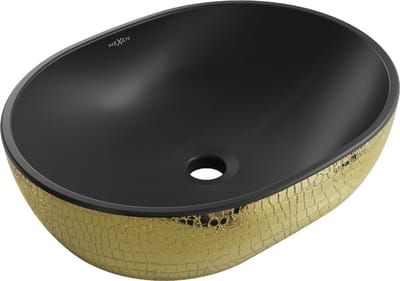 Mexen Viki opzetwastafel 48 x 35 cm, zwart mat/gouden schubbenpatroon - 21054878