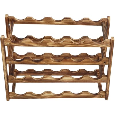 Wijnrek van grenenhout, wijnflesopslagplank, display-organizer, decoratie voor op het aanrecht, 4-laags