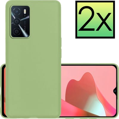 Hoesje - 2 Stuks - Geschikt voor OPPO A16 - Sterk & Shockproof - Case Siliconen - Back Cover - Telefoon Hoes - Groen