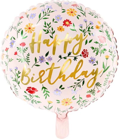 Partydeco - Folieballon Happy Birthday Flowers