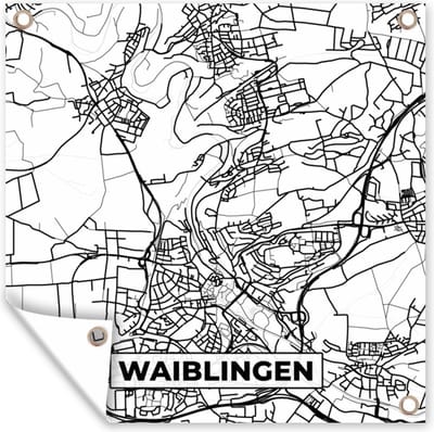 Tuin poster Waiblingen - Plattegrond - Kaart - Stadskaart - 200x200 cm - Tuindoek