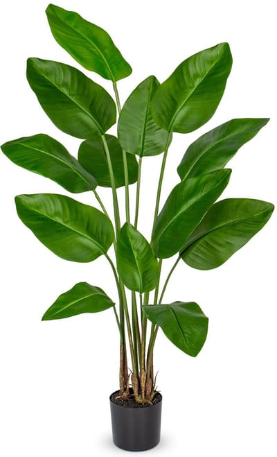 150cm Kunstmatige Paradijsvogel Plant met 8 Bladeren Kunstplant Bananenboom, Tropische Kunstpalm Grote Planten in Pot voor Indoor Huis Kantoor Tuin Moderne Decoratie, 1STK