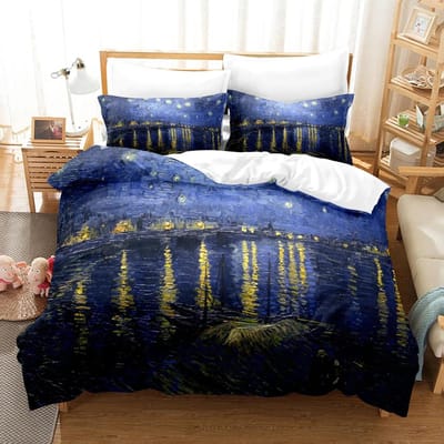 Van Gogh Olieverf Beddengoed Set Queen King Size Slaapkamer Decor Dekbedovertrek En Kussensloop 2/3 Stuks Huishoudtextiel AU Double(180x210cm)