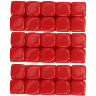 30 PIÈCES 16 MM Set de Dés Vierge Plastique Arrondis 6 Faces Dés Cubes Pour Jeu Fête Amusant Bricolage Autocollant Enseignement des Mathématiques rouge