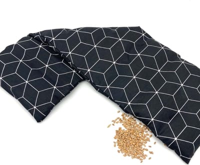 Met Pit XL - Wasbare hoes - Warmtekussen / magnetron en coolpack / vriezer - Lokaal gemaakt - 65 x 20 - Pittenzak voor Nek / schouders / lichaam - Zwart Grafisch