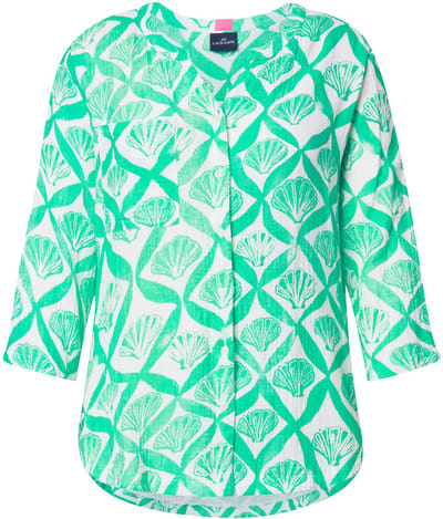 Laurasøn - Dames - Mousseline-blouse 3/4 mouw V-hals - Kiwi - Maat 44+
