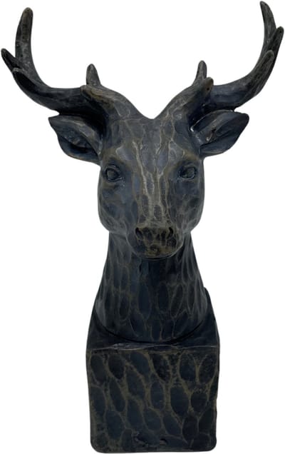 Beeld hert decoratie op voet sokkel 23 x 13 cm vintage zwart bruin | 797886 | Home Sweet Home | Stoer & Sober Woonstijl