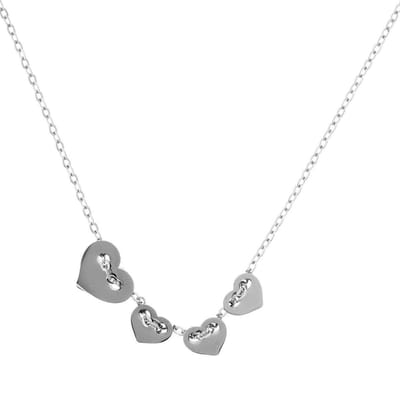 Behave Minimalistische ketting stainless steel (staal) zilver kleur met hart hangers
