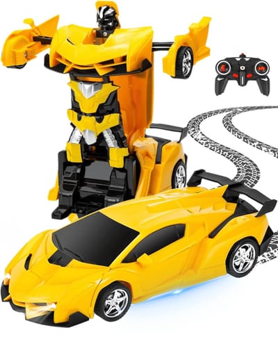 Boncy® Bestuurbare RC Auto - Transformerende Lambo Geel - Jongens Meisje Volwassenen - Robot Speelgoed Binnen & Buiten - Afstandbestuurbaar Race Drift Car - Afstandsbestuurbaar Raceauto Accu Stuntauto - Bestuurbaar Elektrisch Autos Afstandsbediening
