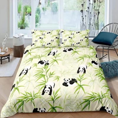 Bamboe Dekbedovertrek Set Bamboe Takken Beddengoed Set Boom Print Dekbedovertrek Luxe Retro Bloemenstijl Dekbedovertrek Queen Size 135X200cm-2pcs