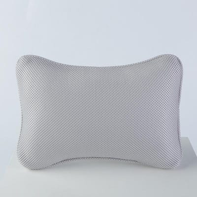 Oreiller en forme d'os en maille 3D pour salle de bain, appui-tête de douche, oreiller de baignoire SPA, oreiller de massage de la tête et du cou, oreiller de salle de bain gris