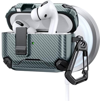 Telestore - AirPods Pro 3 Carbon hard case cover - Carbon hybride groen hoesje Beschermhoes - AirPods pro 3 Cover - hoesje geschikt voor Apple Airpods pro 3 - groen - Carbon hard cover - met MagSafe functie