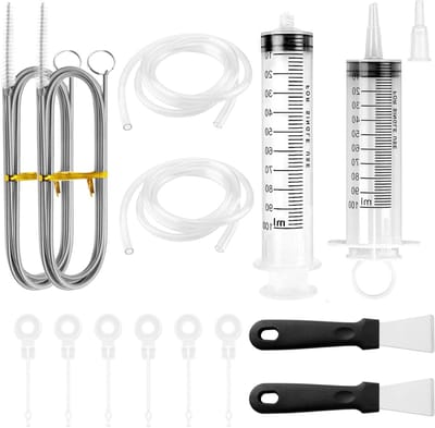 Complete 14-delige Koelkast Reinigingsset met Herbruikbare Borstel, Slang en Spuit voor Efficiënte Ontdooiing en Afvoer, Inclusief Piston en Scheppen voor Keukenonderhoud