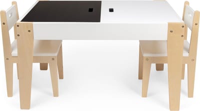 Beboonz Kindertafel en Stoeltjes - met 2 Stoelen - Speeltafel - Kinderbureau - Tekentafel - Hout - Bruin/Wit - Met Opbergruimte