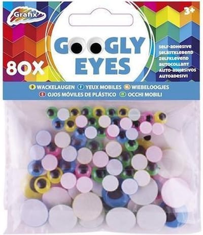 80x Wiebel ogen sticker gekleurd - 5 / 8 / 15 mm - Hobby/knutsel artikelen