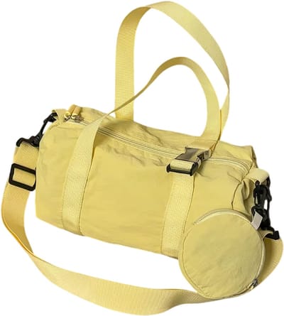 Grote Nylon Cilinder Tas Dames – Ruime Schoudertas en Crossbody Tas – Lichtgewicht Handtas met Grote Capaciteit voor Werk, School en Reizen - Geel