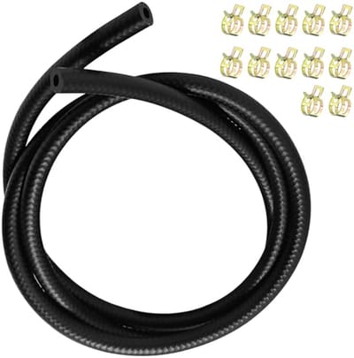 Brandstofslang 2 m Ø 6 mm voor motorfietsen en voertuigen met 12 metalen klemmen