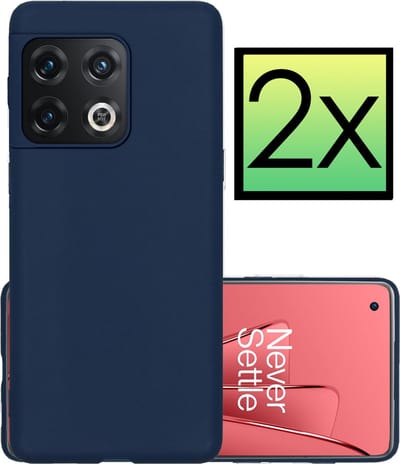 Hoesje - 2 Stuks - Geschikt voor OnePlus 10 Pro - Sterk & Shockproof - Case Siliconen - Back Cover - Telefoon Hoes - Donkerblauw