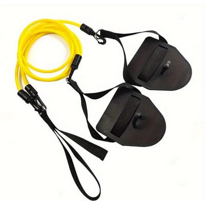 Professionele Land Zwemtrainer Weerstandsband Set, PU Materiaal, Fitness Armkracht Oefenapparatuur met Handpalm Peddels geel