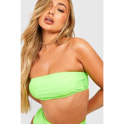boohoo Dames Essentials Bandeau Tube Bikini Top | Bright Green | Maat: 6