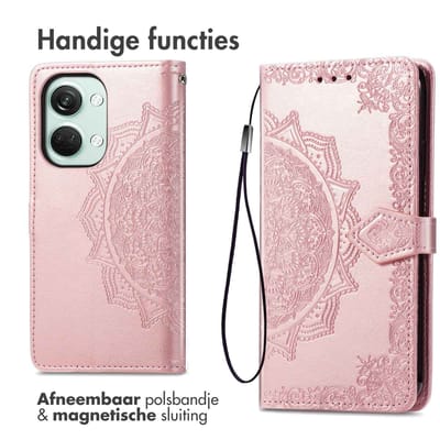 imoshion Hoesje - Geschikt voor OnePlus Nord 3 - Mandala Bookcase - Rosé Goud