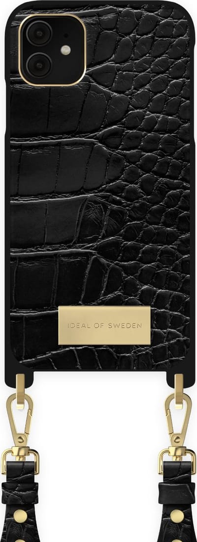 ideal of sweden phone necklace case ss22 geschikt voor Apple iphone 11/xr black croco