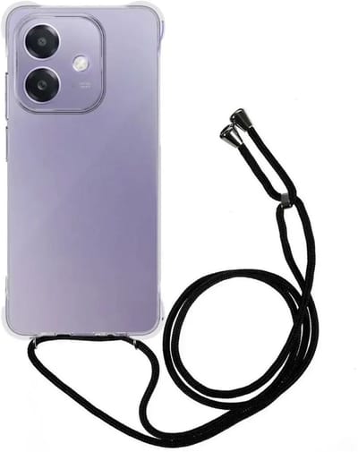 Schokbestendig Transparant Hoesje met Koord Geschikt voor Oppo A60 4G | Shockproof Back Cover met Ketting | Flexibel TPU | Doorzichtig