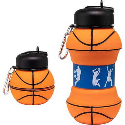 550ml Opvouwbare Voetbal/Basketbal Kinderen Waterflessen Draagbare Sport Waterfles Voetbal Vorm Lekvrije Siliconen Waterbeker 500-550ml