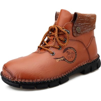 Chaussures de travail à lacets en cuir de vache pour hommes, grande taille, automne et hiver, chaussures tendance à la mode, chaussures à grosse tête 48 marron