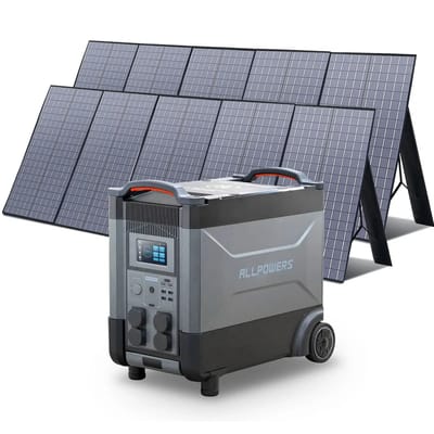 ALLPOWERS Zonnegeneratorset 4000W (R4000 + SP037 400W zonnepaneel) - R4000 + 2 stuks SP037 zonnepaneel 400W
