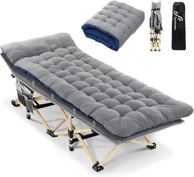 Opklapbed - Campingbed - Comfortabel slapen - Hoge belastbaarheid - 188 x 71 cm - Grijs
