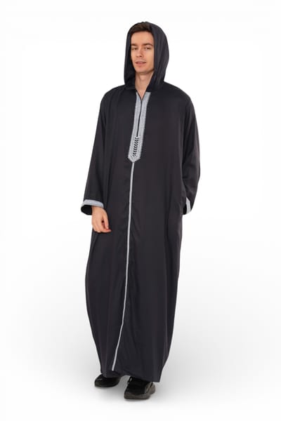 Heren Eid Marineblauw Marokkaanse Thobe Robe Djellaba Ramadan Jubba-HM3