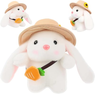 Zachte Pluche Paashaas met Wortel - 20 cm Knuffeldier voor Kinderen, Perfect voor Pasen, Cuddly Speelgoed en Cadeau voor Jongens en Meisjes
