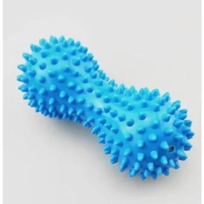 Voetmassageroller Pinda Dubbele Lacrosse Spiky Ball Myofasciale ballen voor Plantaire Fasciitis Mobiliteit Verlichting van pijn in de rugboog blauw