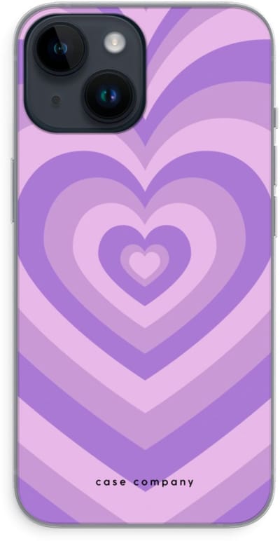 Case Company® - Hoesje geschikt voor iPhone 14 hoesje - Hart Paars - Soft Cover Telefoonhoesje - Bescherming aan alle Kanten en Schermrand