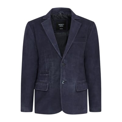 Mannen Italiaanse marineblauwe leren blazerjas met leren blazerjack - Aarau