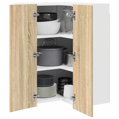 vidaXL - Hangkast - Sonoma - Eik - en - Wit - 57 - x - 57 - x - 80 - cm - Bewerkt - hout