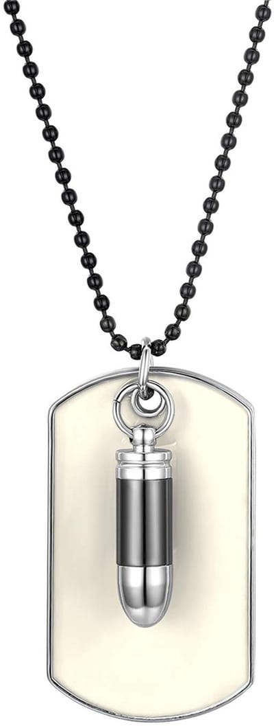 Dog Tag halsketting heren: militaire patroonhuls geweerkogel ketting identiteitsplaatjes legerstijl hanger met 70 cm kogelketting